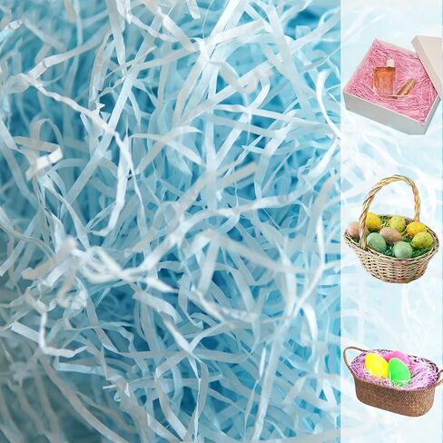 Joepen 8.8oz (250g) Easter Grass Recyclable Paper Shred Light Blue Easter Basket Stuffers Filler for Egg Hunt Easter Party Decoration in Saudi Arabia