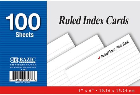 BAZIC 100 Ct. 4" X 6" Ruled White Index Card in Saudi Arabia