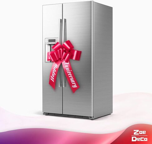 Zoe Deco Happy Anniversary Car Bow (Red, 30 inch), Giant Gift Bow Pre-Printed with Happy Anniversary, Big Bow for Car, Anniversary Bow, Huge Car Bow, Bow for Gifts, Bow for Cars, Gift Wrapping in Kuwait