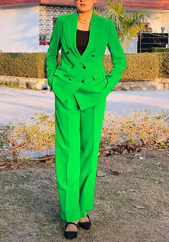 Women's Business Casual Suits 2 Piece Dressy Blazer and Loose Straight Leg Pants Set in Saudi Arabia