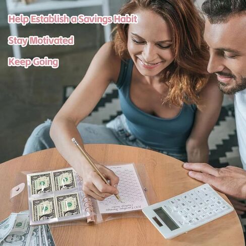 MZLUWM 100 ظرف تحدي توفير المال، 100 ظرف تحدي الموثق، حافظة الميزانية لتوفير المال مع جيوب مرقمة مسبقًا - كتاب تحديات التوفير لتوفير 5,050 دولارًا in Kuwait