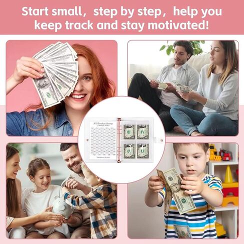 MZLUWM 100 ظرف تحدي توفير المال، 100 ظرف تحدي الموثق، حافظة الميزانية لتوفير المال مع جيوب مرقمة مسبقًا - كتاب تحديات التوفير لتوفير 5,050 دولارًا in Kuwait