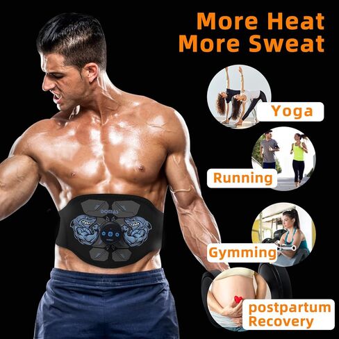 DOMAS Wireless Ab Belt Abdominal Muscle Toner- APP Controlled Bluetooth Abs Stimulator with 12 Modes 25 Intensity Levels EMS Muscle Toning Belt for Women And Man Workout at Home,Gym,Office Black in Kuwait