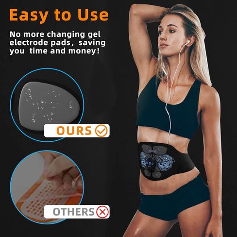 DOMAS Wireless Ab Belt Abdominal Muscle Toner- APP Controlled Bluetooth Abs Stimulator with 12 Modes 25 Intensity Levels EMS Muscle Toning Belt for Women And Man Workout at Home,Gym,Office Black in Kuwait