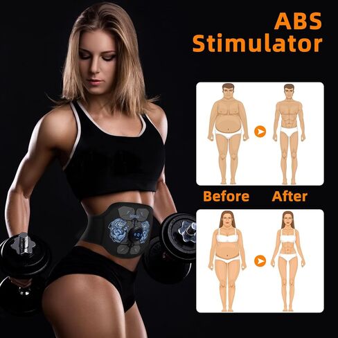 DOMAS Wireless Ab Belt Abdominal Muscle Toner- APP Controlled Bluetooth Abs Stimulator with 12 Modes 25 Intensity Levels EMS Muscle Toning Belt for Women And Man Workout at Home,Gym,Office Black in Kuwait
