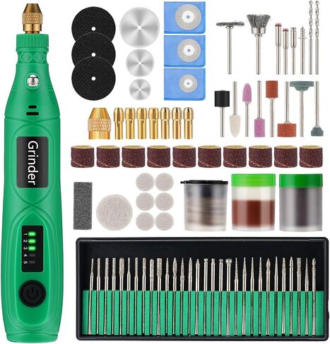 KKUYT 2 في 1 أداة دوارة كهربائية وقلم نقش، مجموعة أدوات دوارة لاسلكية ذات 5 سرعات متغيرة مع 136 ملحقًا، أدوات نحت آلة نقش الطاقة للحرف اليدوية والإبداعات اليدوية in Kuwait