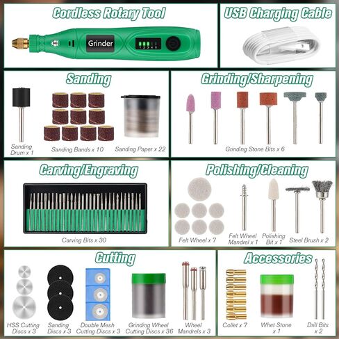 KKUYT 2 في 1 أداة دوارة كهربائية وقلم نقش، مجموعة أدوات دوارة لاسلكية ذات 5 سرعات متغيرة مع 136 ملحقًا، أدوات نحت آلة نقش الطاقة للحرف اليدوية والإبداعات اليدوية in Kuwait