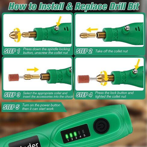 KKUYT 2 في 1 أداة دوارة كهربائية وقلم نقش، مجموعة أدوات دوارة لاسلكية ذات 5 سرعات متغيرة مع 136 ملحقًا، أدوات نحت آلة نقش الطاقة للحرف اليدوية والإبداعات اليدوية in Kuwait