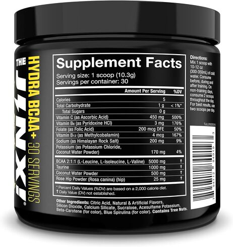 JNX SPORTS The Jinx! Hydra BCAA+ Post Workout Recovery Drink - Hydration with Electrolytes for Men & Women - 30 Serving, Blue Raspberry in Kuwait