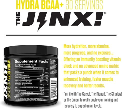 JNX SPORTS The Jinx! Hydra BCAA+ Post Workout Recovery Drink - Hydration with Electrolytes for Men & Women - 30 Serving, Blue Raspberry in Kuwait