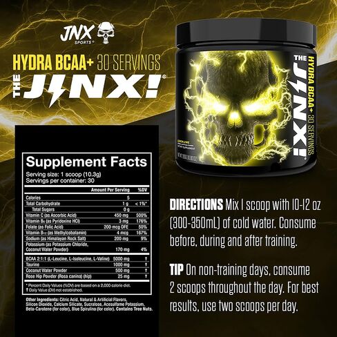 JNX SPORTS The Jinx! Hydra BCAA+ Post Workout Recovery Drink - Hydration with Electrolytes for Men & Women - 30 Serving, Blue Raspberry in Kuwait