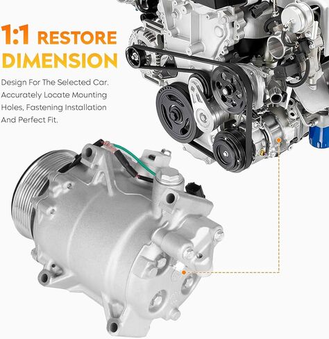 ضاغط تكييف الهواء وقابض مكيف الهواء لـ Acura ILX 2.4L 2013-2015، RDX 2.3L 2007-2012، لـ Honda Civic 2.4L 2012-2014، CR-V 2.4L 2007-2015، 4717053 38810RWCA03 4717056 in Saudi Arabia