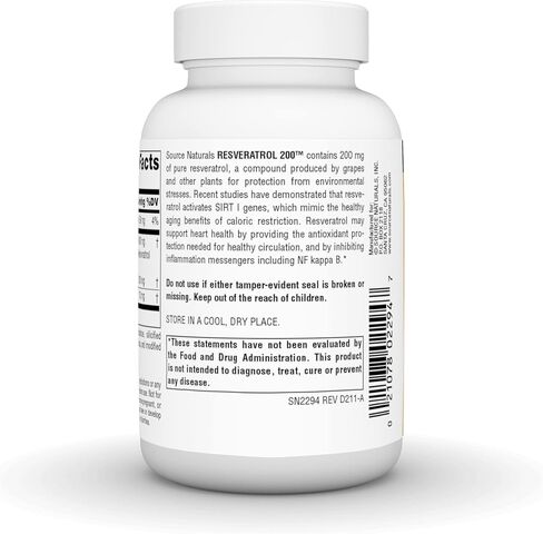 Source Naturals Resveratrol, for Heart and Healthy Aging* 200 mg - 30 Tablets in Saudi Arabia