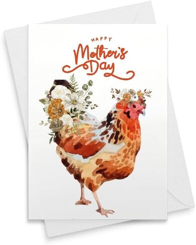Mother Hen Card | Watercolor Chicken Mother's Day Card [00837] in Saudi Arabia