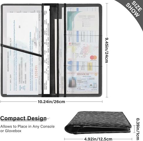 Bolaz Car Registration and Insurance Holder-Dark Gray Leopard Cheetah Print Leather Auto Registration and Insurance Card Holder-Vehicle Glove Box Organizer for Driver's License(228vb5d) in Saudi Arabia