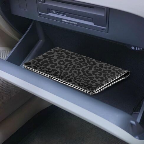 Bolaz Car Registration and Insurance Holder-Dark Gray Leopard Cheetah Print Leather Auto Registration and Insurance Card Holder-Vehicle Glove Box Organizer for Driver's License(228vb5d) in Saudi Arabia