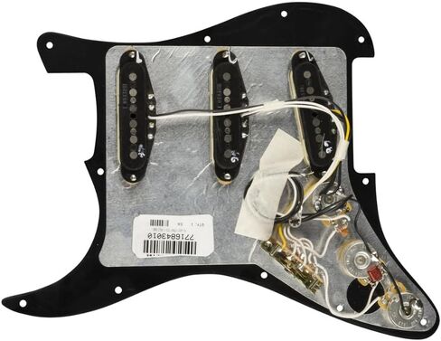 حزمة Fender Stratocaster PreWired Strat Pickguard Vintage Noiseless SSS باللون الأسود مع 12x من اختيارات جيتار Fender وقماش تلميع الصوت السائل - Pickguard Stratocaster المحملة in Saudi Arabia