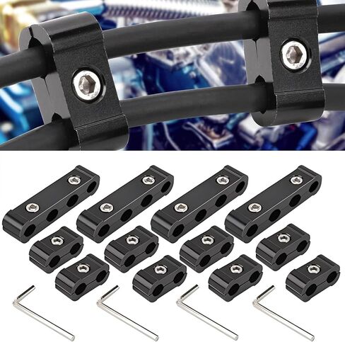 UGSHY 12 قطعة من أسلاك توصيل شرارة محرك السيارة، دعامة سلك إشعال خفيفة الوزن من سبيكة معدنية، مشبك سلك ثابت بأربعة فتحات، قطع غيار سيارات متعددة الوظائف، مناسبة لمعظم موديلات السيارات (أسود) in Kuwait