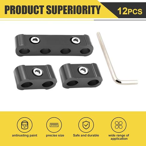 UGSHY 12 قطعة من أسلاك توصيل شرارة محرك السيارة، دعامة سلك إشعال خفيفة الوزن من سبيكة معدنية، مشبك سلك ثابت بأربعة فتحات، قطع غيار سيارات متعددة الوظائف، مناسبة لمعظم موديلات السيارات (أسود) in Kuwait