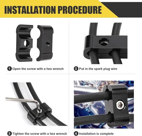 UGSHY 12 قطعة من أسلاك توصيل شرارة محرك السيارة، دعامة سلك إشعال خفيفة الوزن من سبيكة معدنية، مشبك سلك ثابت بأربعة فتحات، قطع غيار سيارات متعددة الوظائف، مناسبة لمعظم موديلات السيارات (أسود) in Kuwait