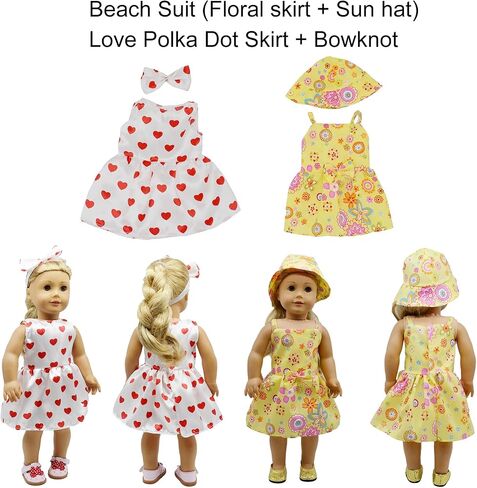 10 Sets 16-18 Inch Baby Doll Clothes,Casual Clothes Pajamas Accessories Include Hair Clips Fits 43cm New Born Baby Doll-Best Gift.(16 Inch-10set) in Saudi Arabia