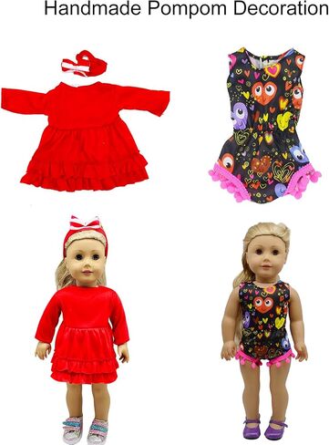 10 Sets 16-18 Inch Baby Doll Clothes,Casual Clothes Pajamas Accessories Include Hair Clips Fits 43cm New Born Baby Doll-Best Gift.(16 Inch-10set) in Saudi Arabia