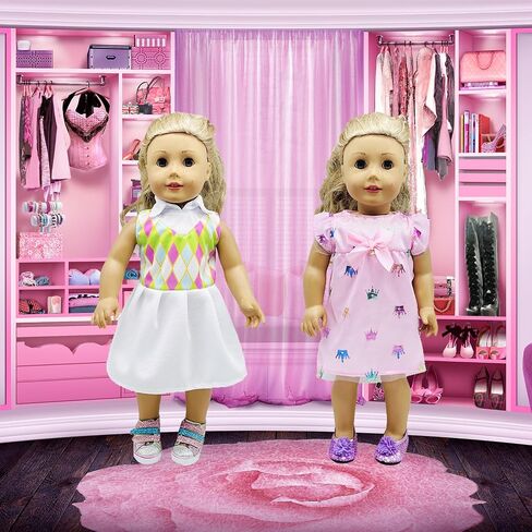 10 Sets 16-18 Inch Baby Doll Clothes,Casual Clothes Pajamas Accessories Include Hair Clips Fits 43cm New Born Baby Doll-Best Gift.(16 Inch-10set) in Saudi Arabia