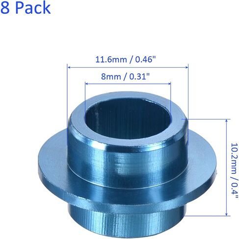 M METERXITY 8 Pack Spacers - Inline Axle Bushing Wheel Center Spacer Aluminum, Apply to Roller Skating/Outdoor Sports (0.4" H, Blue) in Saudi Arabia
