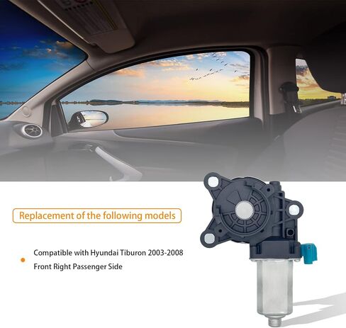 محرك نافذة الطاقة HXHAUTO من جانب الركاب الأيمن الأمامي 2 دبابيس متوافق مع Hyundai Tiburon 2003-2008، استبدل 824602C000 742-719 82-4514 in Kuwait