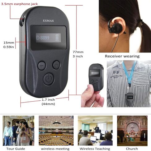 EXMAX EXD-101 2.4GHz Wireless Tour Guide Voice Transmission System for Exhibition Summit Interpretation Bus Tour City Sightseeing Live Explanation - 2 Transmitters 30 Receivers & 32-slot Charging Case in Saudi Arabia