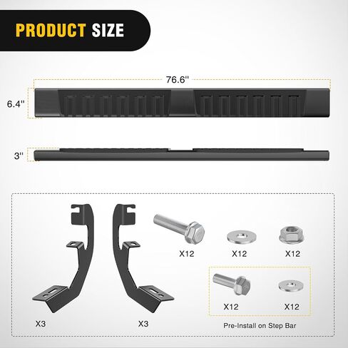Nilight Running Boards for 2019-2024 Chevy Silverado/GMC Sierra 1500 Double Cab 2020-2024 Silverado/GMC Sierra 2500HD 3500HD 6 Inch Aluminum Bolt-on Powder Coated Side Step Nerf Bars, 2 Years Warranty in Kuwait