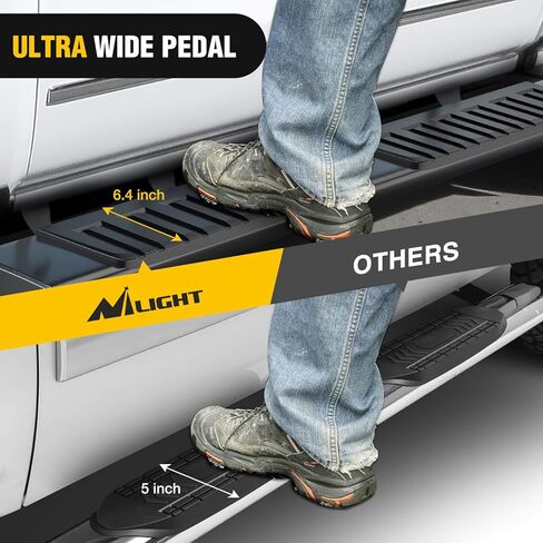 Nilight Running Boards for 2019-2024 Chevy Silverado/GMC Sierra 1500 Double Cab 2020-2024 Silverado/GMC Sierra 2500HD 3500HD 6 Inch Aluminum Bolt-on Powder Coated Side Step Nerf Bars, 2 Years Warranty in Kuwait