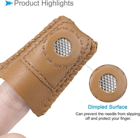 CoCud Leather Thimble Finger Protector, 0.63" Dia Metal Disc with Dimpled Surface Leather Coin Thimble Pad Thimble Cover - (Applications: for Knitting, Sewing, Quilting, Needlework) in Saudi Arabia