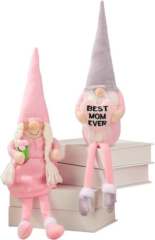Liliful 2 Pcs Mother Day Gnomes Plush Gift Gnome Birthday Long Leg Decor Cute Gnomes Decorations for Home Birthday Gifts Best Mom Ever Ornaments in Saudi Arabia