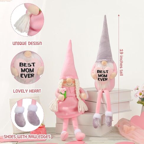 Liliful 2 Pcs Mother Day Gnomes Plush Gift Gnome Birthday Long Leg Decor Cute Gnomes Decorations for Home Birthday Gifts Best Mom Ever Ornaments in Saudi Arabia