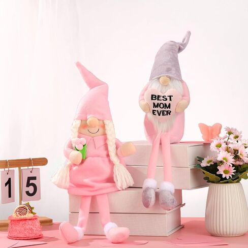 Liliful 2 Pcs Mother Day Gnomes Plush Gift Gnome Birthday Long Leg Decor Cute Gnomes Decorations for Home Birthday Gifts Best Mom Ever Ornaments in Saudi Arabia