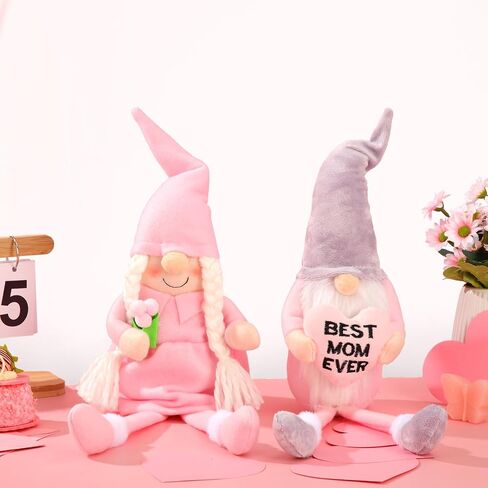 Liliful 2 Pcs Mother Day Gnomes Plush Gift Gnome Birthday Long Leg Decor Cute Gnomes Decorations for Home Birthday Gifts Best Mom Ever Ornaments in Saudi Arabia