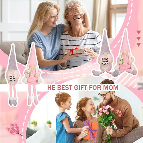 Liliful 2 Pcs Mother Day Gnomes Plush Gift Gnome Birthday Long Leg Decor Cute Gnomes Decorations for Home Birthday Gifts Best Mom Ever Ornaments in Saudi Arabia