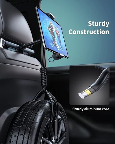 حامل الكمبيوتر اللوحي APPS2Car لمسند رأس السيارة، حامل iPad للمقعد الخلفي للسيارة، ذراع معقوفة قابل للتعديل ودوران 360 درجة مناسب لجهاز iPad Pro Air Mini/Samsung Tabs/Kindles أو الأجهزة الأخرى مقاس 4.7-12.9 بوصة in Kuwait