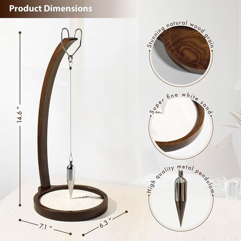 Kihomi Wooden Sand Pendulum for Desk | Creative Swinging Sand Tracing Pendulum | Magical Kinetic Decor for Zen Office and Home Decor | Relaxing Accessories for Tensegrity and Ornament Gifts (Brown) in Saudi Arabia