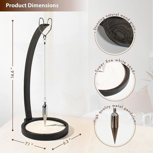 Kihomi Wooden Sand Pendulum for Desk | Creative Swinging Sand Tracing Pendulum | Magical Kinetic Decor for Zen Office and Home Decor | Relaxing Accessories for Tensegrity and Ornament Gifts (Brown) in Kuwait