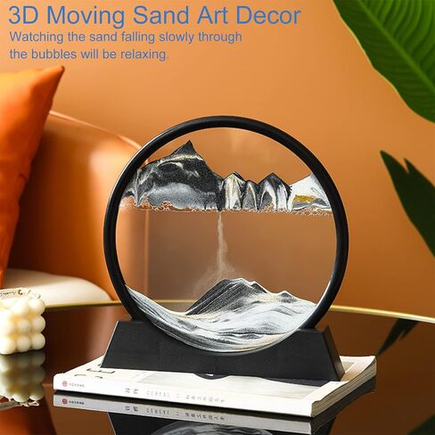 CCCTY 12 بوصة فن الرمل المتحرك، 3D جولة أعماق البحار المتحركة فن الرمل السائل الحركة 3D منظر البحر الرملي في عرض الحركة، إطار رملي متدفق أرفف الكتب الفنية لسطح المكتب ديكور مكتب المنزل in Kuwait