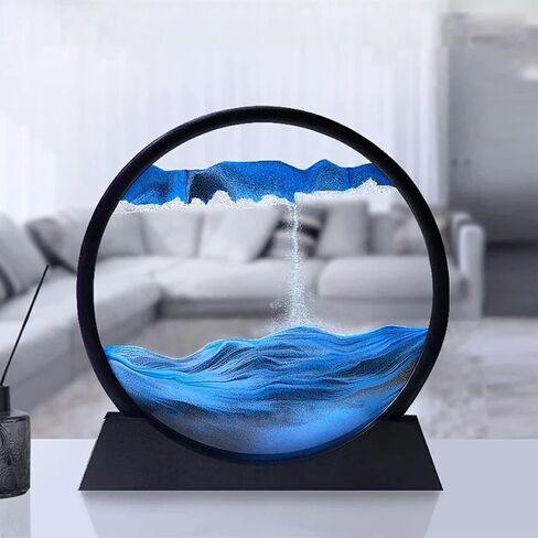CCCTY 12 inches Moving Sand Art, 3D Round Deep Sea Moving Sand Art Liquid Motion 3D Sea Sandscape in Motion Display, Flowing Arc Sand Frame Relaxing Desktop Home Office Work Decor, Room Decoration in Saudi Arabia