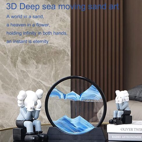 CCCTY 12 inches Moving Sand Art, 3D Round Deep Sea Moving Sand Art Liquid Motion 3D Sea Sandscape in Motion Display, Flowing Arc Sand Frame Relaxing Desktop Home Office Work Decor, Room Decoration in Saudi Arabia
