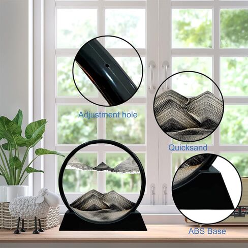CCCTY 12 بوصة فن الرمل المتحرك، 3D جولة أعماق البحار المتحركة فن الرمل السائل الحركة 3D منظر البحر الرملي في عرض الحركة، إطار رملي متدفق أرفف الكتب الفنية لسطح المكتب ديكور مكتب المنزل in Kuwait