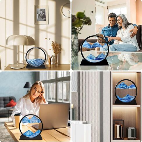 CCCTY 12 inches Moving Sand Art, 3D Round Deep Sea Moving Sand Art Liquid Motion 3D Sea Sandscape in Motion Display, Flowing Arc Sand Frame Relaxing Desktop Home Office Work Decor, Room Decoration in Saudi Arabia