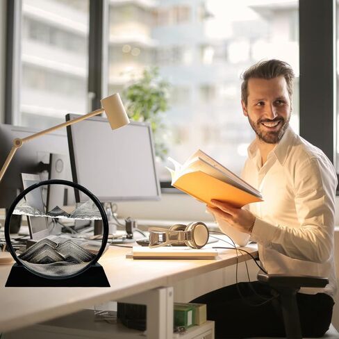 CCCTY 12 بوصة فن الرمل المتحرك، 3D جولة أعماق البحار المتحركة فن الرمل السائل الحركة 3D منظر البحر الرملي في عرض الحركة، إطار رملي متدفق أرفف الكتب الفنية لسطح المكتب ديكور مكتب المنزل in Kuwait
