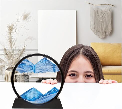 CCCTY 12 inches Moving Sand Art, 3D Round Deep Sea Moving Sand Art Liquid Motion 3D Sea Sandscape in Motion Display, Flowing Arc Sand Frame Relaxing Desktop Home Office Work Decor, Room Decoration in Saudi Arabia