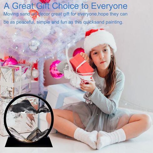 CCCTY 12 بوصة فن الرمل المتحرك، 3D جولة أعماق البحار المتحركة فن الرمل السائل الحركة 3D منظر البحر الرملي في عرض الحركة، إطار رملي متدفق أرفف الكتب الفنية لسطح المكتب ديكور مكتب المنزل in Kuwait