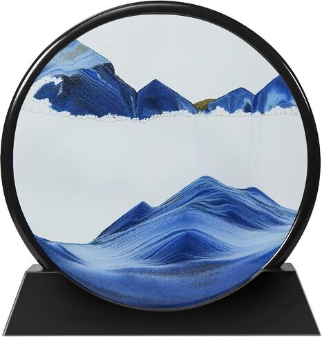CCCTY 12 inches Moving Sand Art, 3D Round Deep Sea Moving Sand Art Liquid Motion 3D Sea Sandscape in Motion Display, Flowing Arc Sand Frame Relaxing Desktop Home Office Work Decor, Room Decoration in Saudi Arabia